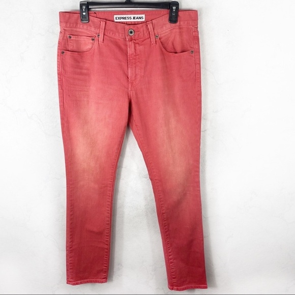 [Express] Men's Coral Skinny Jeans - Picture 1 of 4